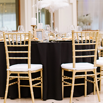 Gold Chiavari Chairs for rent - gold wedding chairs.