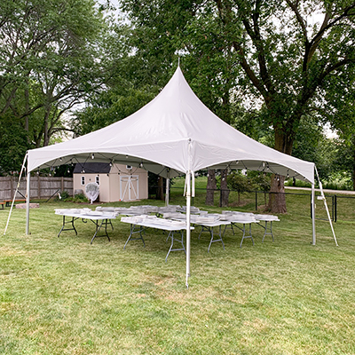 Naperville grad party tent for rent. Tables and Chairs.