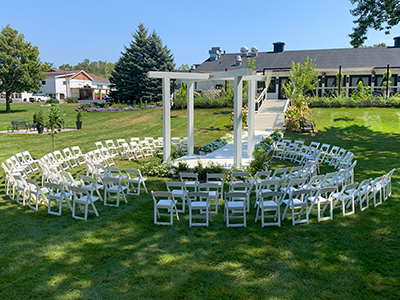 Wedding ceremony chair rentals - circular wedding layout.